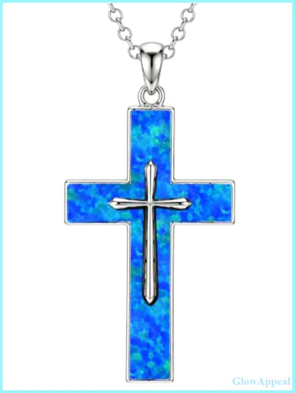 Opal Cross Necklace Pendant Christian Jewelry Gift for Women